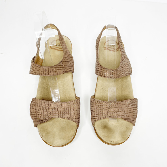 DANSKO Sonnet Leather clog Sandal croc embossed brown comfort Womens 41 10.5 11 - Picture 3 of 7
